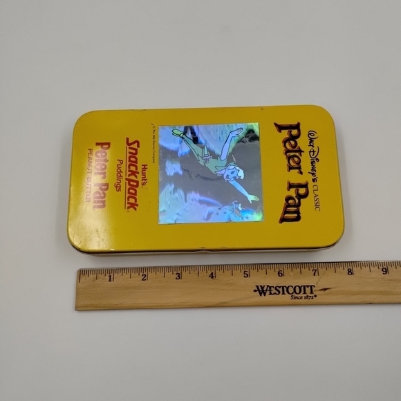 Peter Pan Walt Disney Collectible Tin W/ Sticker PB Hunts Tinkerbell Vintage - Picture 11 of 11